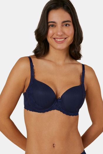 Buy Triumph Padded Wired Medium Coverage T-Shirt Bra - Navy Blue